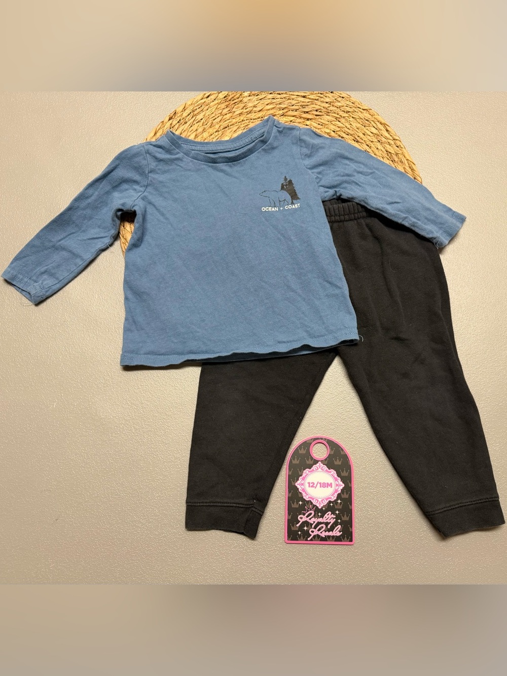 Ocean + Coast Blue Top with Black Leggings Kids Matching Set